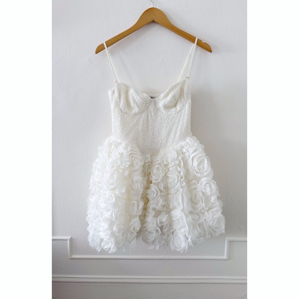 Oh Polly White Floral Rosette Mini Dress